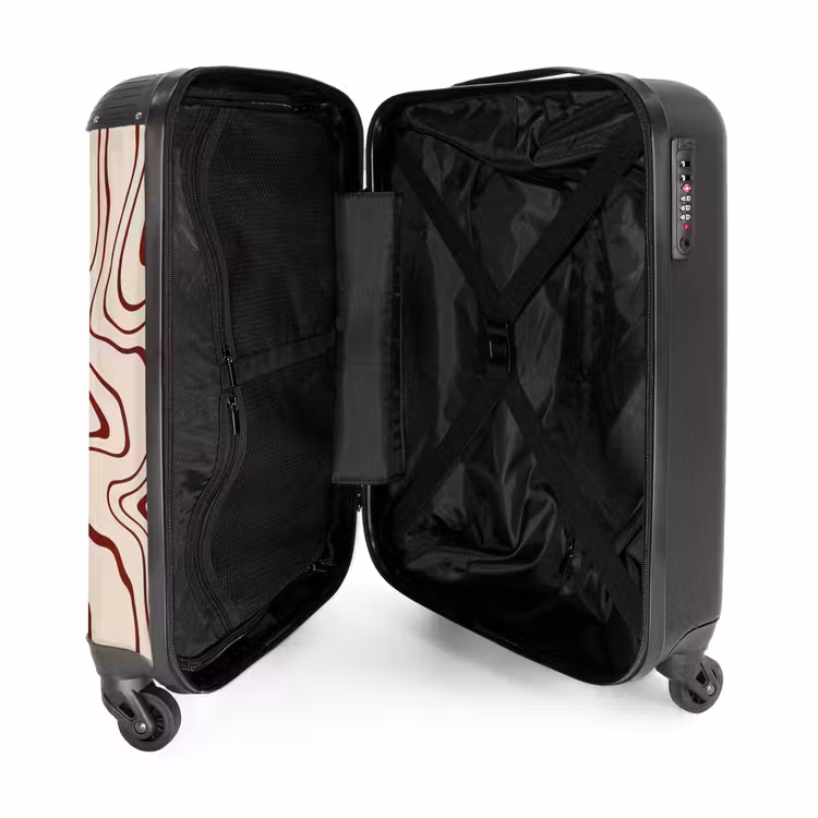 Suitcase - Beige background with abstract red lines — 3