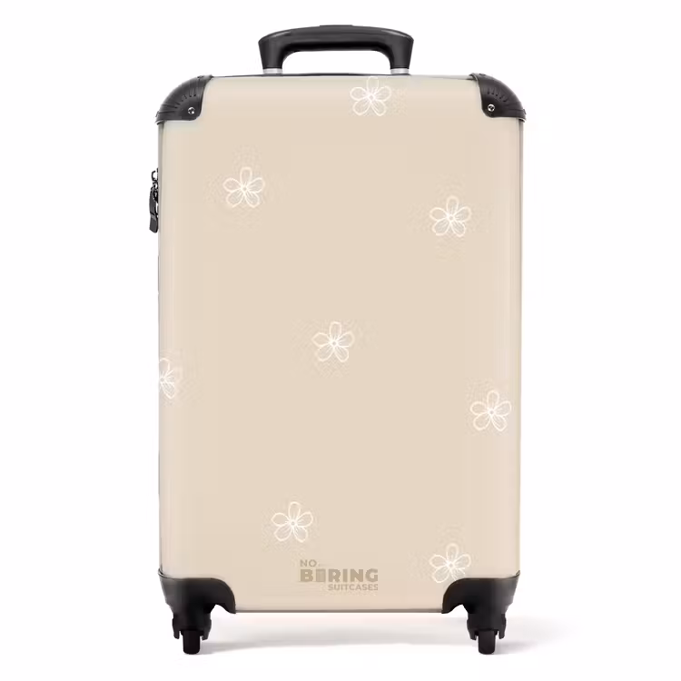 Suitcase - Beige background with white flowers — 1
