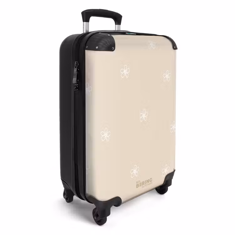 Suitcase - Beige background with white flowers — 4
