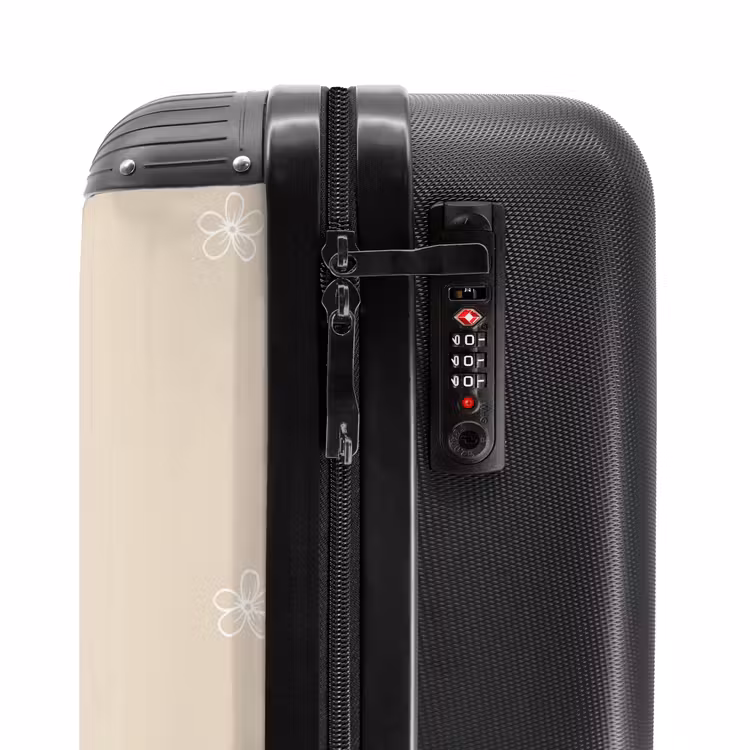 Suitcase - Beige background with white flowers — 5