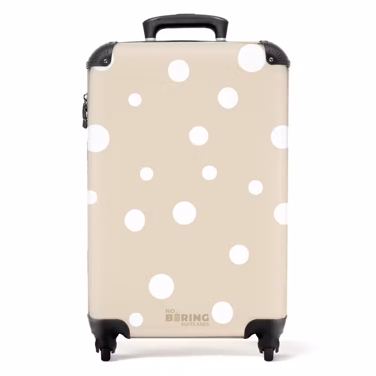 Suitcase - Beige background with white polka dots — 1