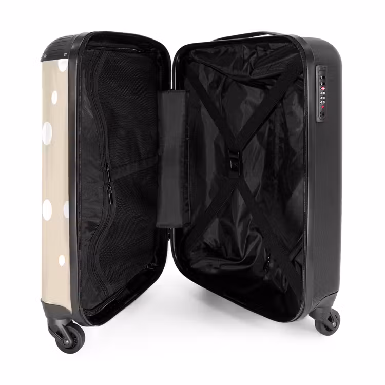 Suitcase - Beige background with white polka dots — 3
