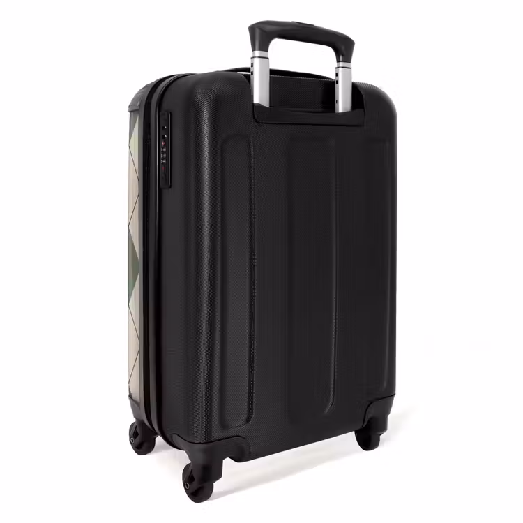 Suitcase - Green with beige plaid pattern — 2