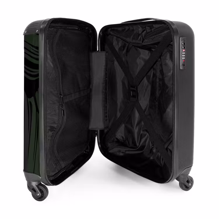 Suitcase - Large leaves in black with dark green — 3
