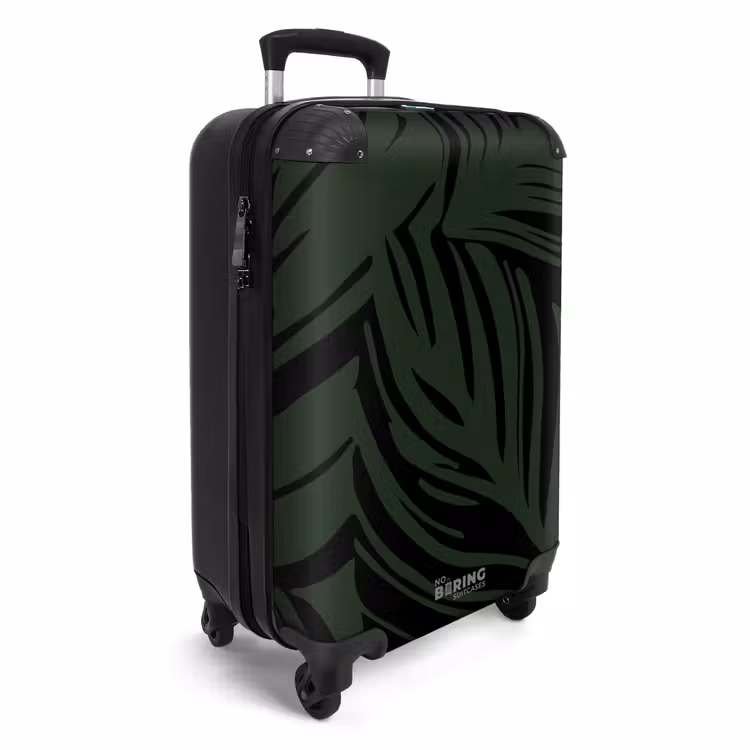 Suitcase - Large leaves in black with dark green — 4