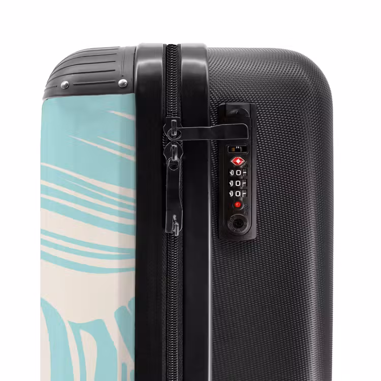 Suitcase - Large leaves in light blue with beige — 5