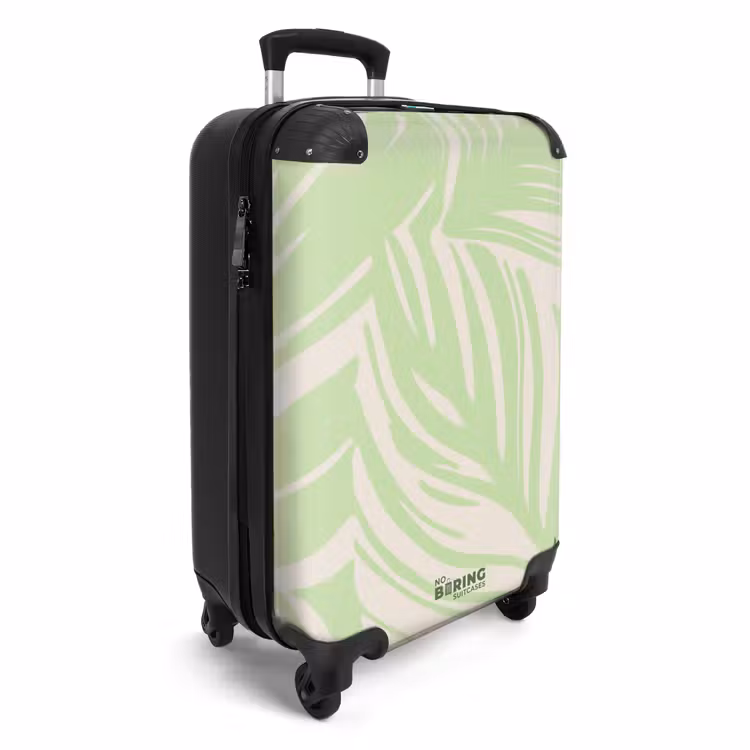 Suitcase - Large leaves in light green with beige — 4