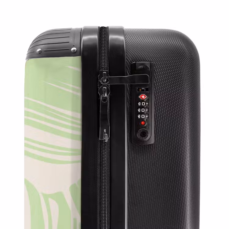 Suitcase - Large leaves in light green with beige — 5