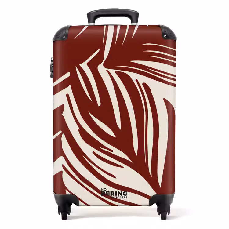 Suitcase - Large leaves in red with beige — 1