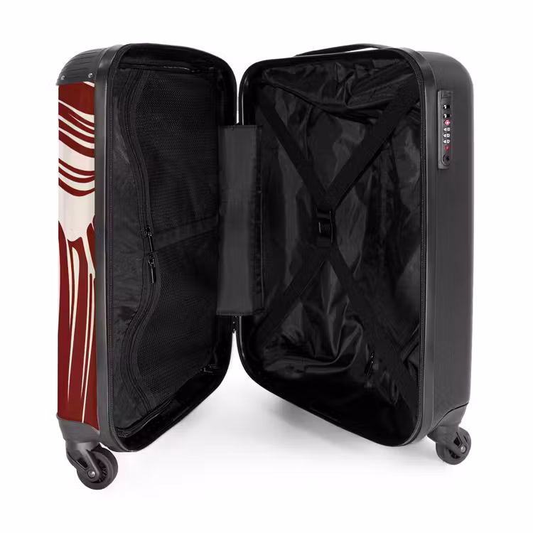 Suitcase - Large leaves in red with beige — 3
