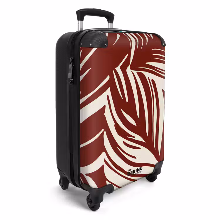 Suitcase - Large leaves in red with beige — 4