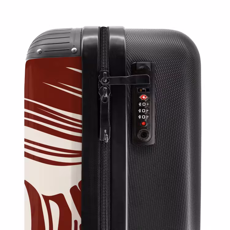 Suitcase - Large leaves in red with beige — 5