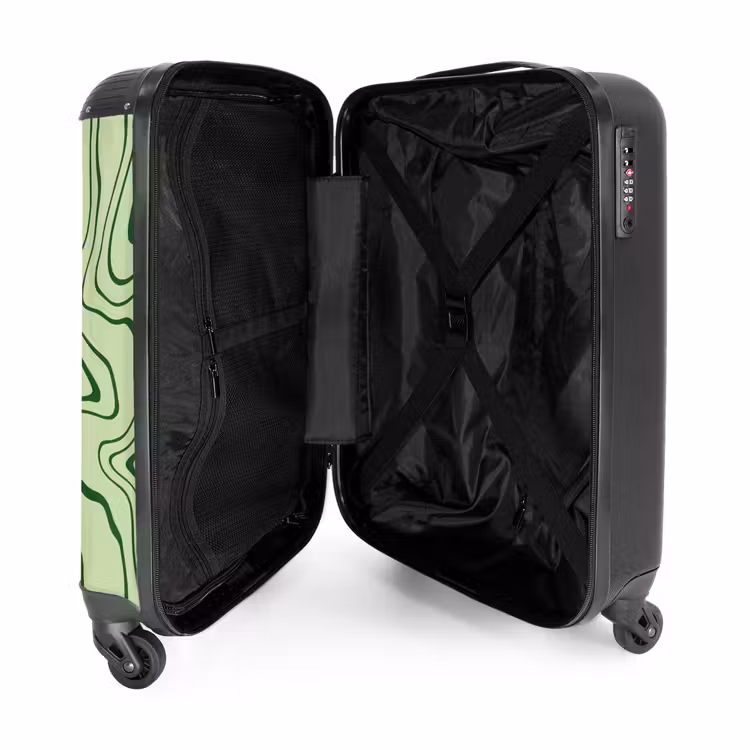 Suitcase - Light green background with abstract dark green lines — 3