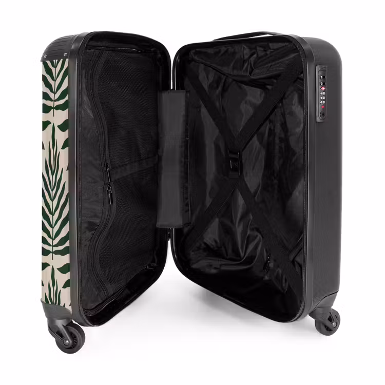 Suitcase - Pattern of leaves in beige with dark green — 3