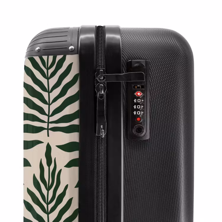 Suitcase - Pattern of leaves in beige with dark green — 5