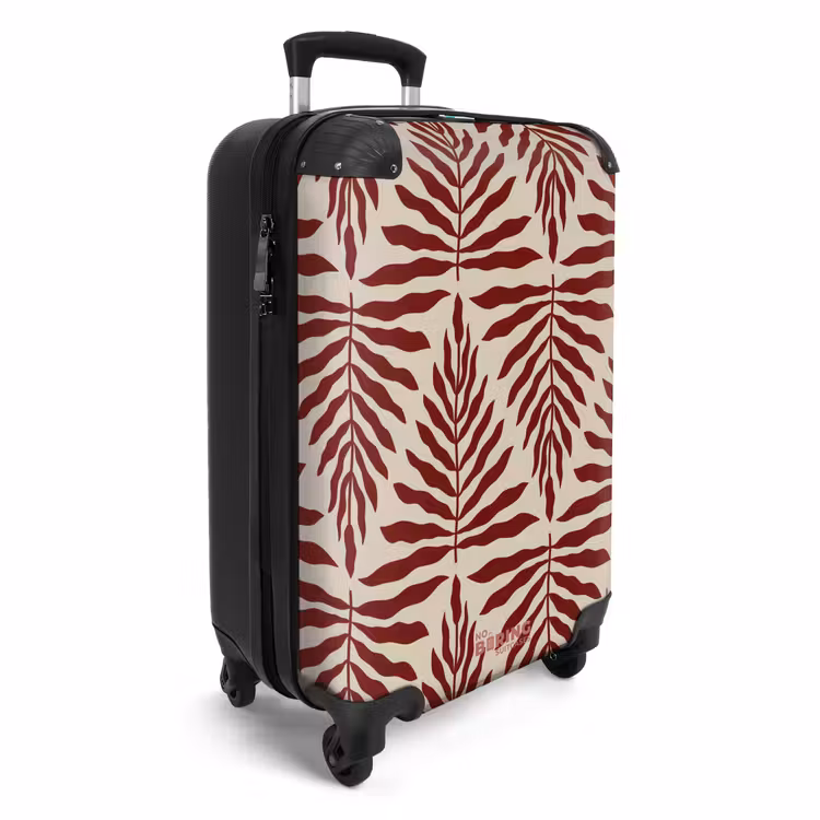 Suitcase - Pattern of leaves in beige with red — 4