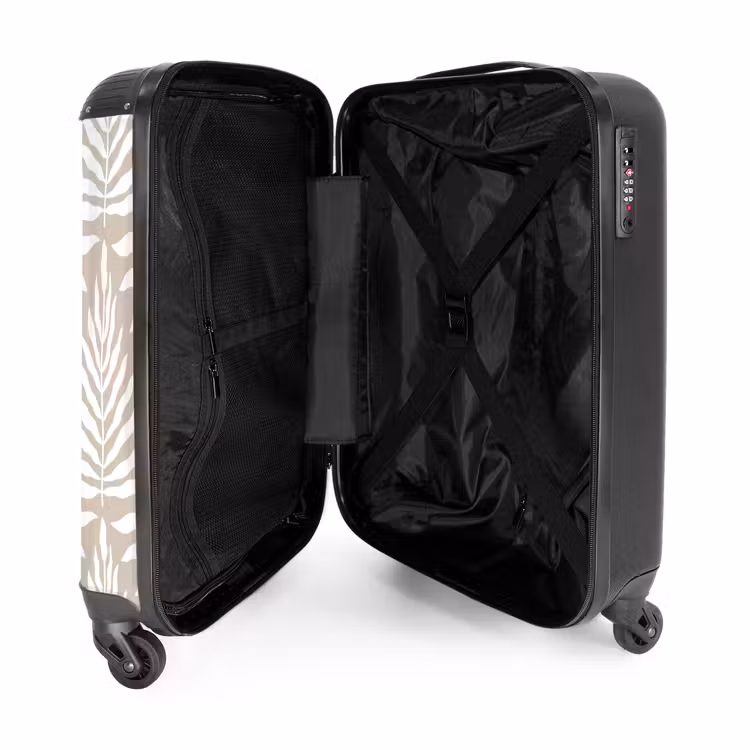 Suitcase - Pattern of leaves in beige with white — 3