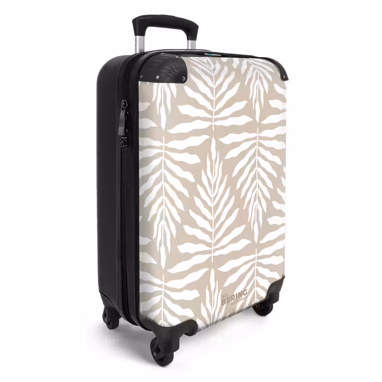 Suitcase - Pattern of leaves in beige with white — 4