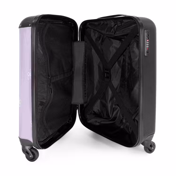 Suitcase - Purple background with white flowers — 3