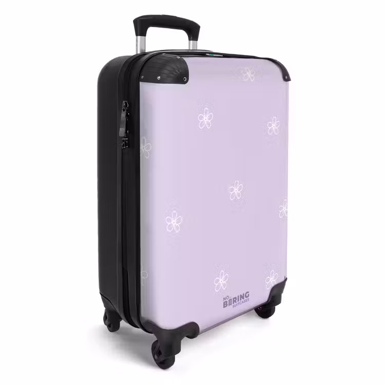 Suitcase - Purple background with white flowers — 4