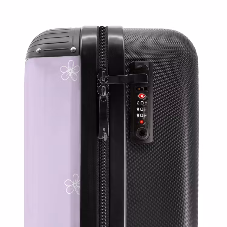Suitcase - Purple background with white flowers — 5