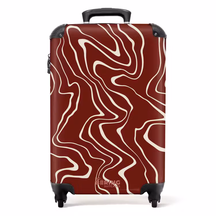 Suitcase - Red background with abstract beige lines — 1