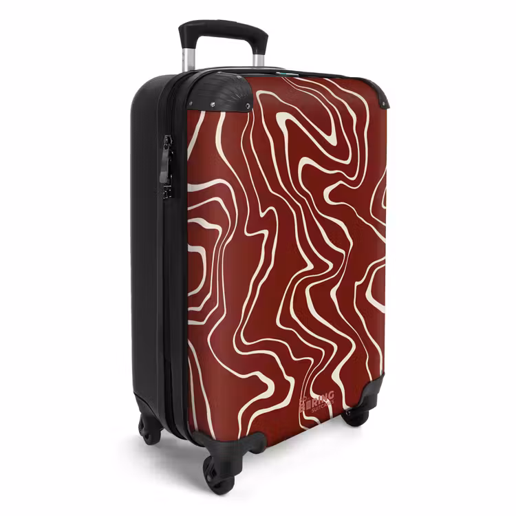 Suitcase - Red background with abstract beige lines — 4