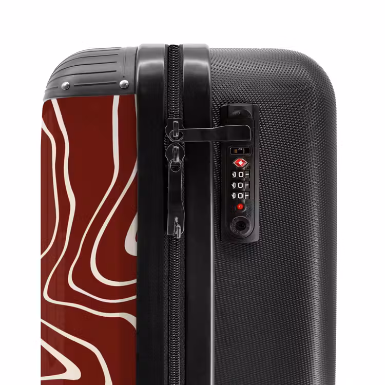 Suitcase - Red background with abstract beige lines — 5