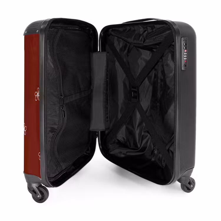 Suitcase - Red background with white flowers — 3