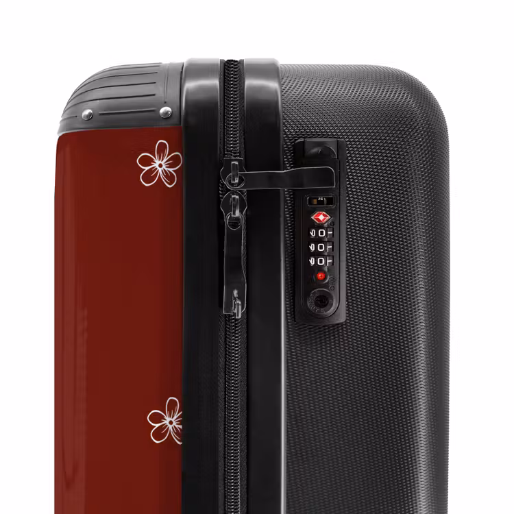 Suitcase - Red background with white flowers — 5
