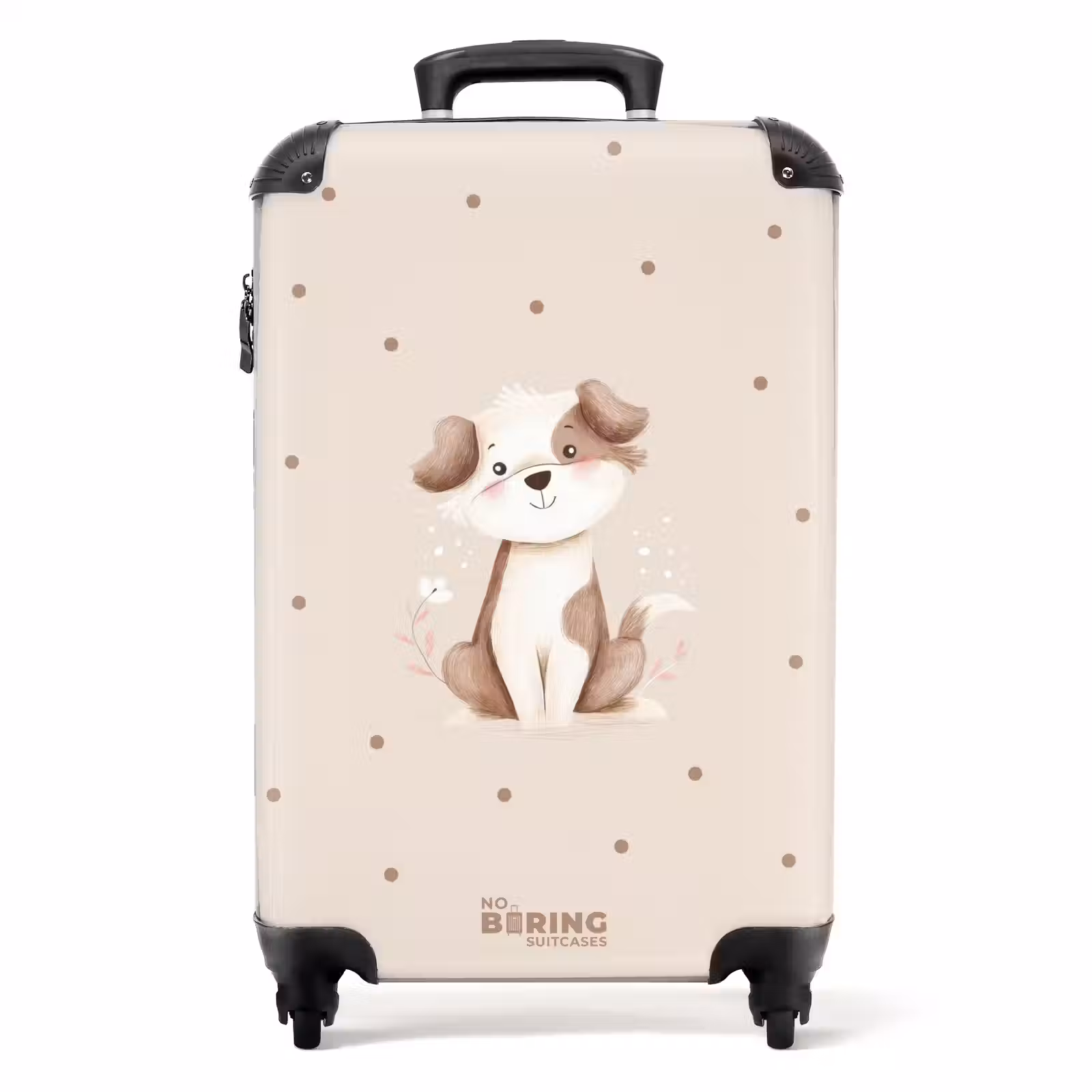 Suitcase - Dog puppy surrounded by brown dots — 1