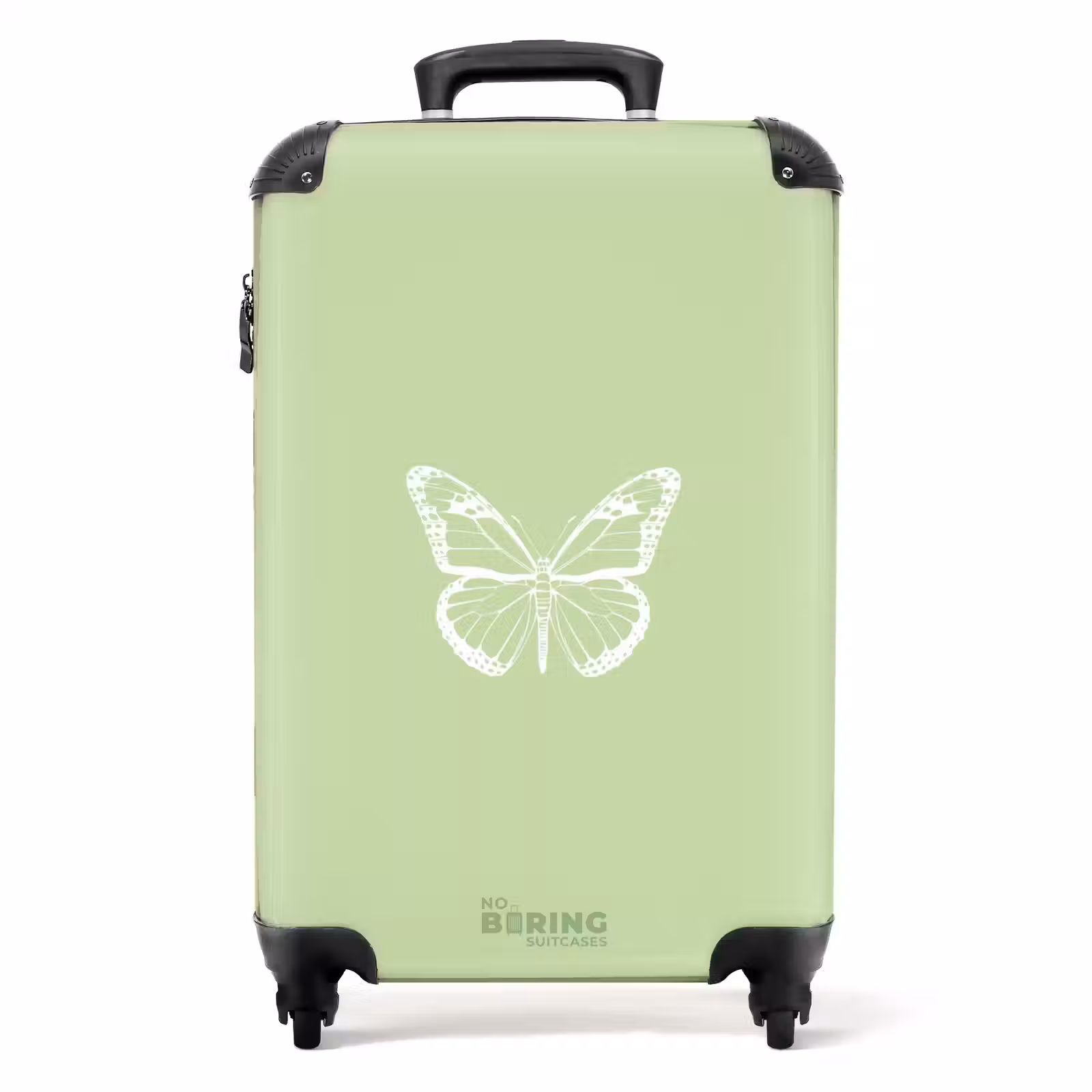 Suitcase - Green background with white butterfly — 1