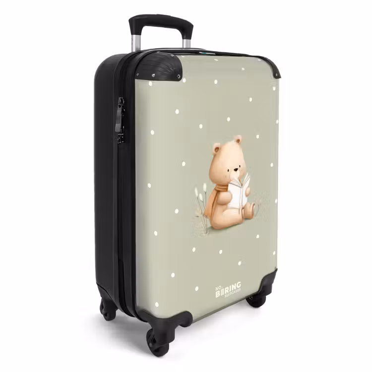 Suitcase - A brown bear reading a book - Green — 4