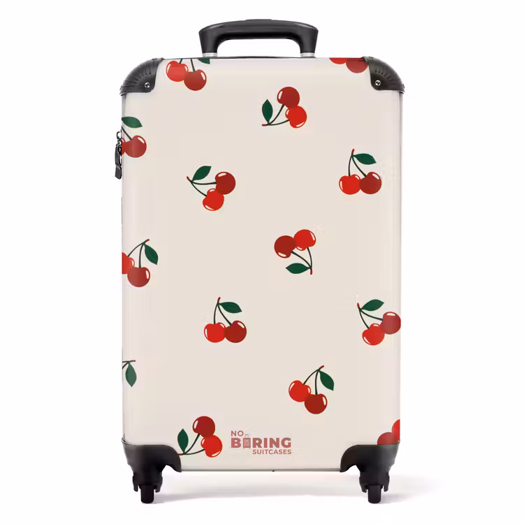 Suitcase - Beige background with pattern of large cherries — 1