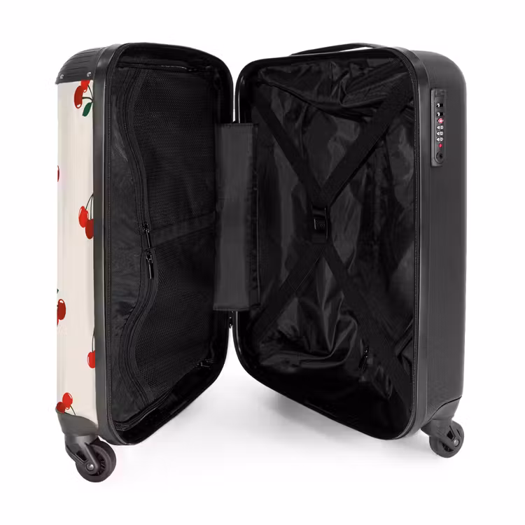 Suitcase - Beige background with pattern of large cherries — 3