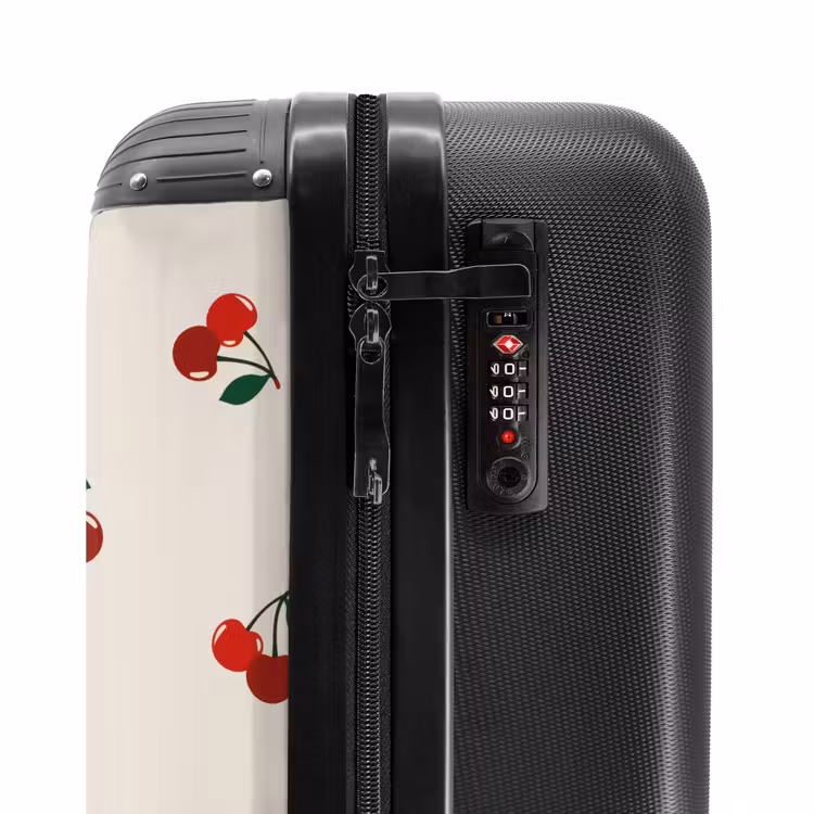Suitcase - Beige background with pattern of large cherries — 5