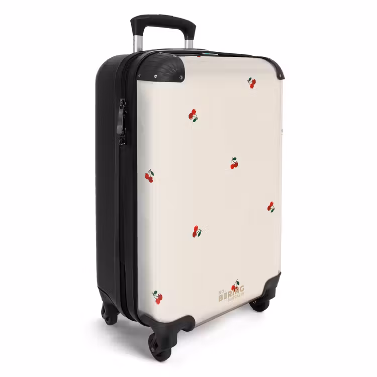 Suitcase - Beige background with pattern of small cherries — 4