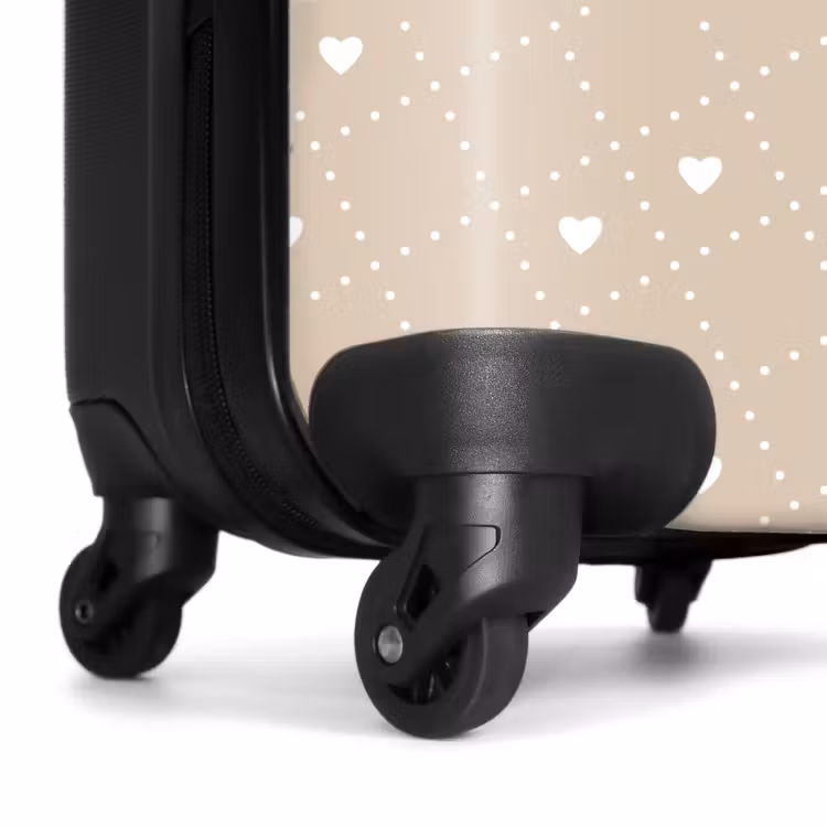 Suitcase - Beige background with white hearts — 6
