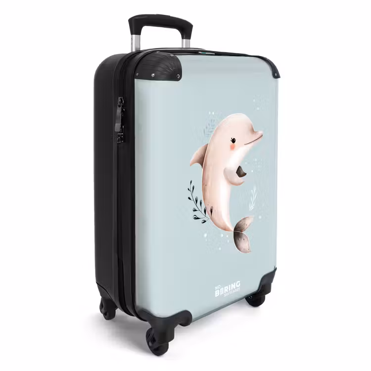 Suitcase - Beige dolphin in blue water — 4