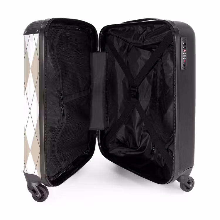 Suitcase - Beige plaid pattern — 3
