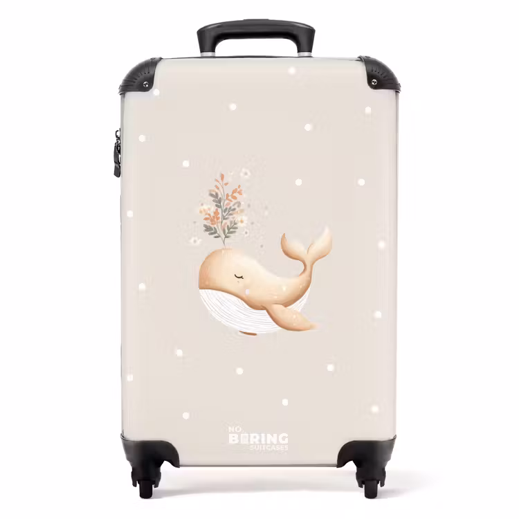 Suitcase - Beige whale in sea of flowers — 1