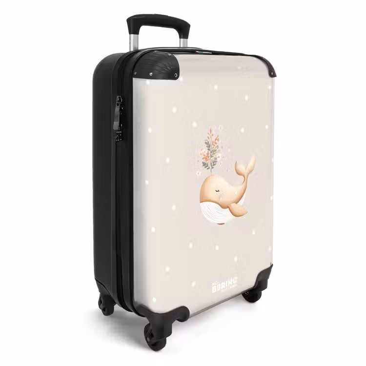 Suitcase - Beige whale in sea of flowers — 4