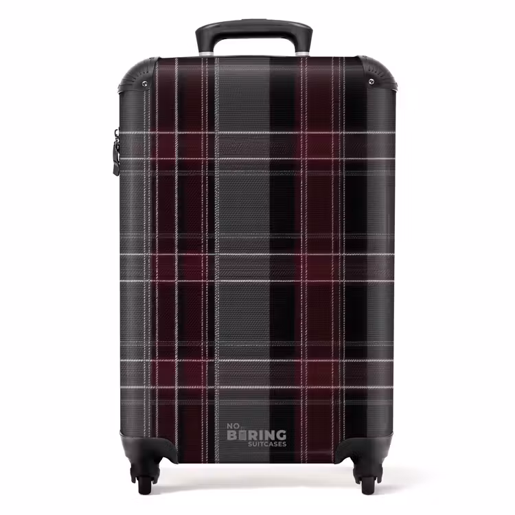 Suitcase - Classic checkered pattern in gray and red — 1