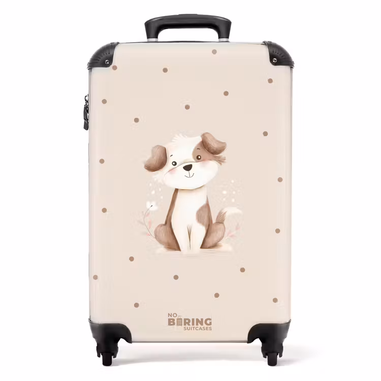 Suitcase - Dog puppy surrounded by brown dots — 1