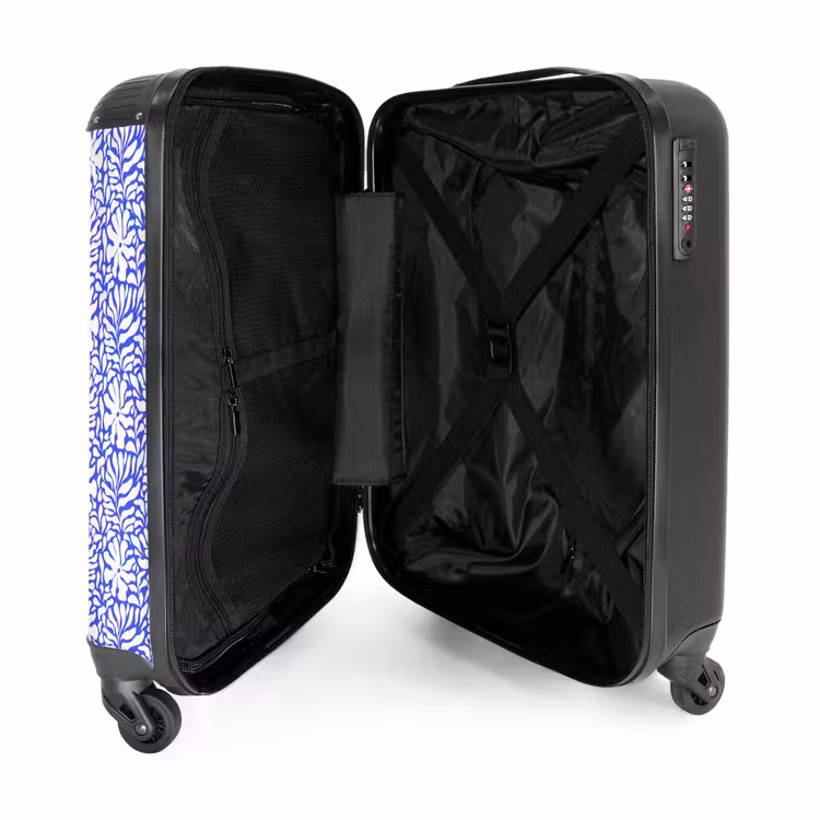 Suitcase - Flowers and leaves on blue background — 3