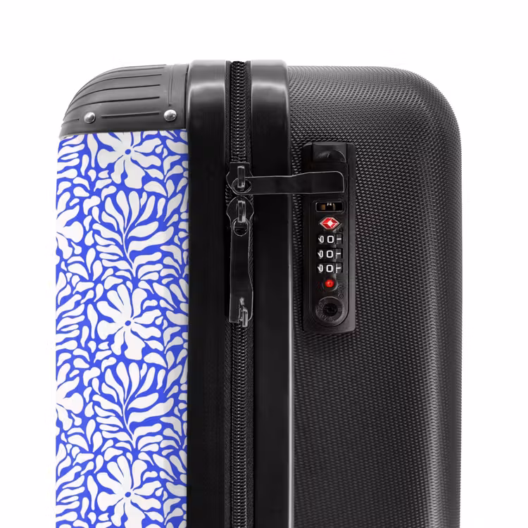 Suitcase - Flowers and leaves on blue background — 5