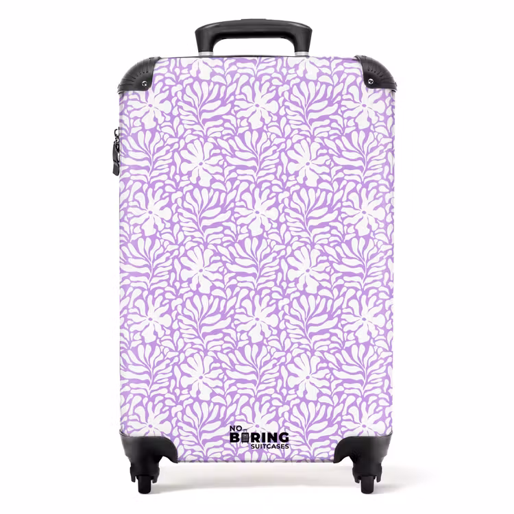 Suitcase - Flowers and leaves on purple background — 1