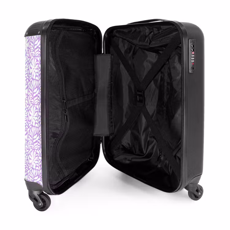 Suitcase - Flowers and leaves on purple background — 3