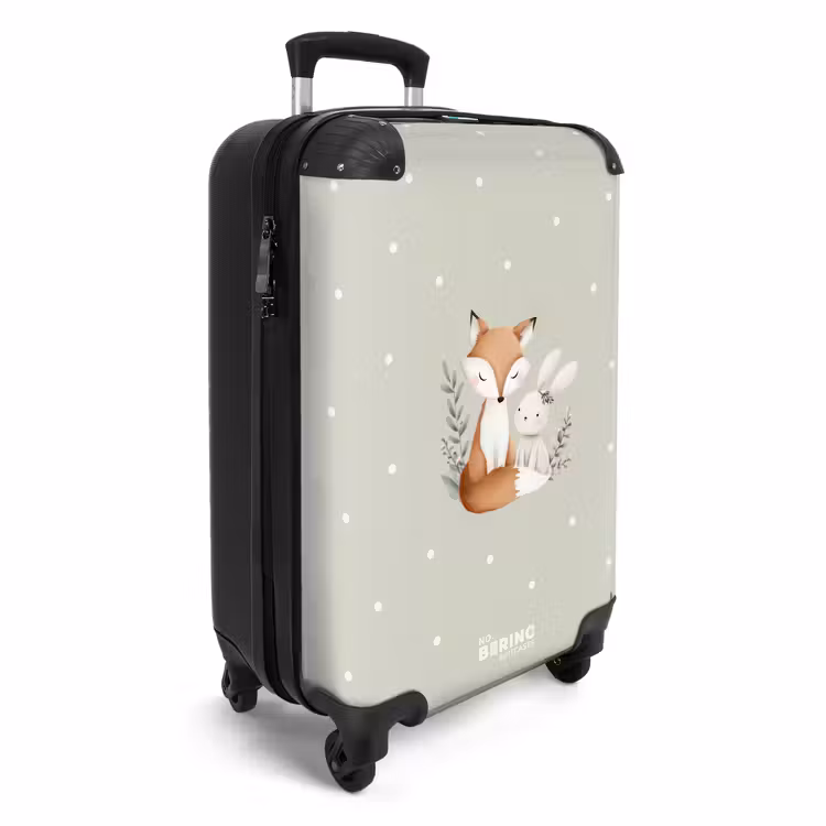 Suitcase - Fox and rabbit surrounded by green leaves and dots — 4