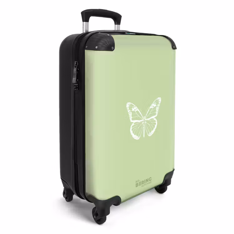 Suitcase - Green background with white butterfly — 4